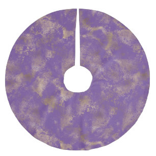 Purple Gold Abstract Brushed Polyester Tree Skirt