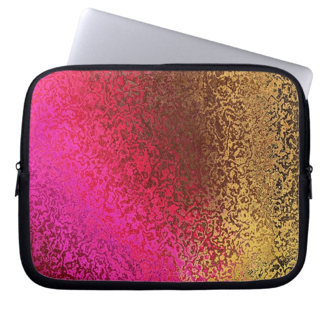 Purple Gold Abstract Metallic Texture Design Laptop Sleeve (Front)