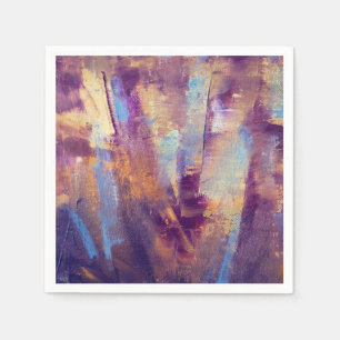 Purple & Gold Abstract Oil Painting Metallic Paper Napkins
