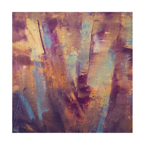 Purple  Gold Abstract Oil Painting Metallic Wood Wall Decor