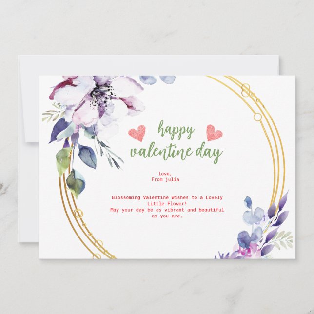 purple gold-aesthetic flower valentine coffee mug holiday card (Front)