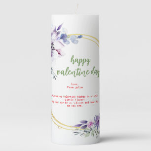 purple gold aesthetic flower valentine pillar candle