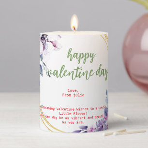 purple gold aesthetic flower valentine  pillar candle