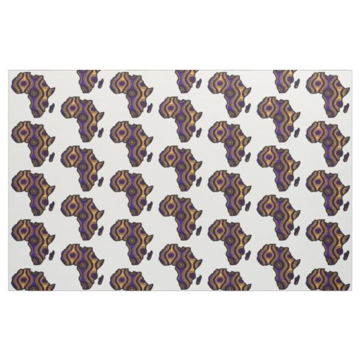 Purple Gold Africa Map Fabric