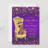 Purple Gold African American Prince Baby Shower Invitation (Front)