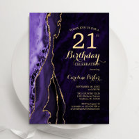 Purple Gold Agate 21st Birthday