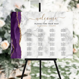 Purple Gold Agate Alphabetical Wedding Seating Foam Board