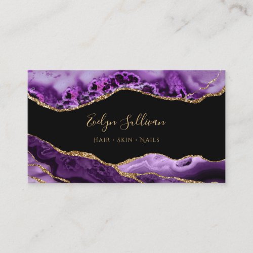 Purple gold agate business card