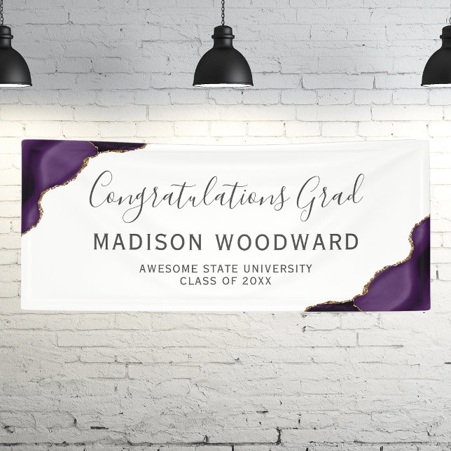 Purple Gold Agate Congratulations Graduation Banner (Creator Uploaded)