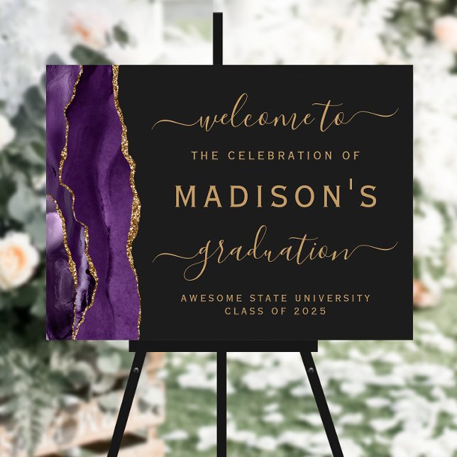 Purple Gold Agate Dark Graduation Welcome Foam Board (Creator Uploaded)