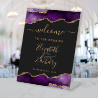 Purple Gold Agate Dark Wedding Welcome