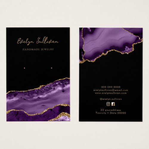 Purple gold agate display card