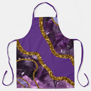 Purple & Gold Agate Geode Glitter Apron