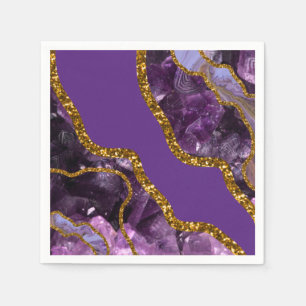 Purple & Gold Agate Geode Glitter Napkins