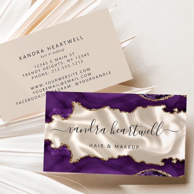 Purple Gold Agate Ivory Luxury Business Card (Creator Uploaded)
