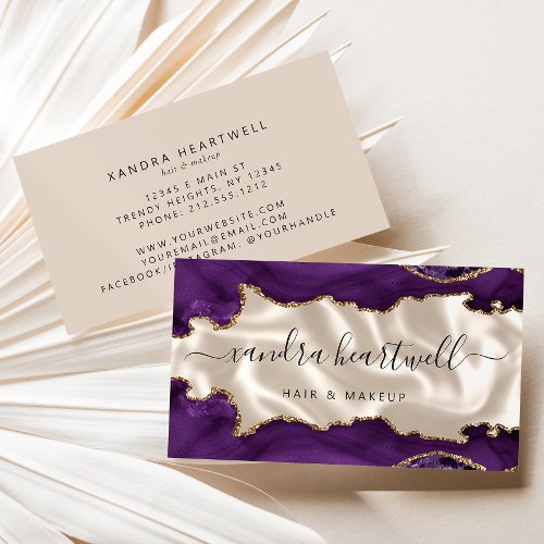 Purple Gold Agate Ivory Luxury Business Card