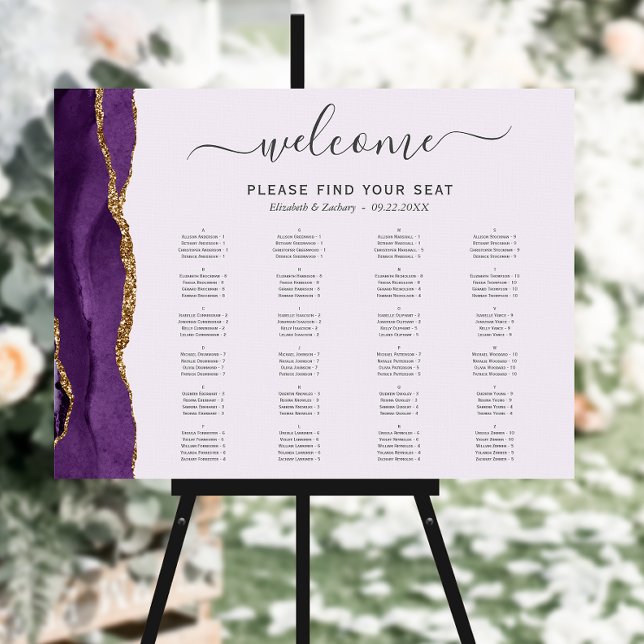 Purple Gold Agate Lavender Wedding Seating Foam Board (Creator Uploaded)