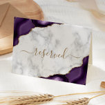 Purple Gold Agate Marble Reserved Wedding Place Card