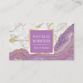 Purple Gold Agate Modern Marble Hair Makeup Artist Business Card (Front)