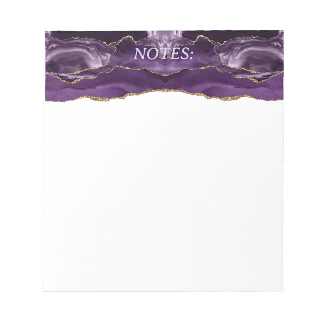 Purple & Gold Agate Personalized Note Pad (Front)