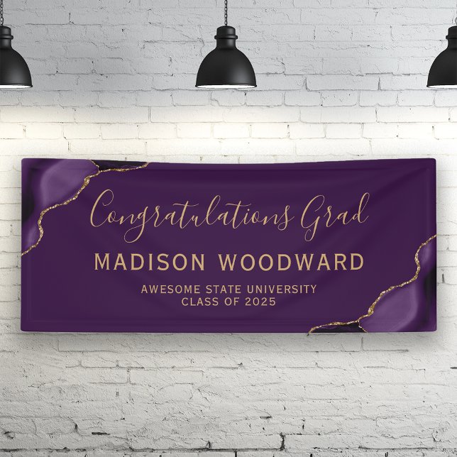 Purple Gold Agate Plum Congratulations Graduation Banner (Creator Uploaded)