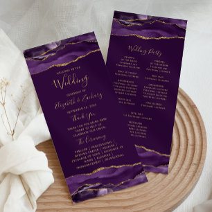 Purple Gold Agate Plum Wedding Program
