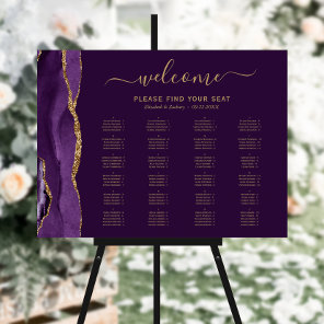 Purple Gold Agate Plum Wedding Seating Foam Board