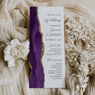 Purple Gold Agate Script Wedding Program