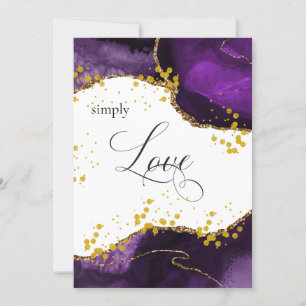*~* Purple Gold Agate SIMPLY LOVE Modern Elegant Invitation