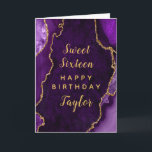 Purple Gold Agate Sweet Sixteen Happy Birthday Card<br><div class="desc">This elegant and glamorous birthday card can be personalized with a name or title such as daughter,  granddaughter,  niece,  friend etc. The design features a purple agate marble background with faux gold glitter accents. The text combines handwritten script and modern sans serif fonts for a classy and sophisticated look.</div>