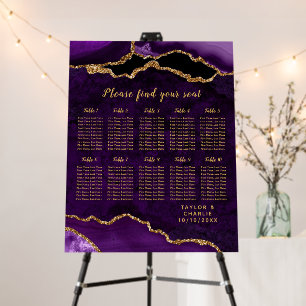 Purple Gold Agate Wedding Seating Chart 10 Table Foam Board