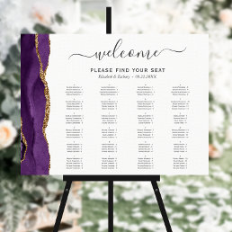 Purple Gold Agate Wedding Seating Foam Board