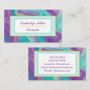 Purple, Gold and Blue Marble Swirls Business Card