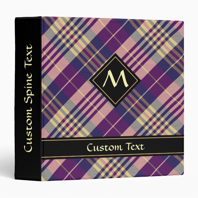 Purple, Gold and Blue Tartan 3 Ring Binder (Front/Spine)