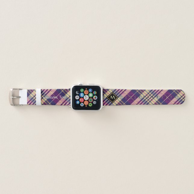 Purple, Gold and Blue Tartan Apple Watch Band (Front)