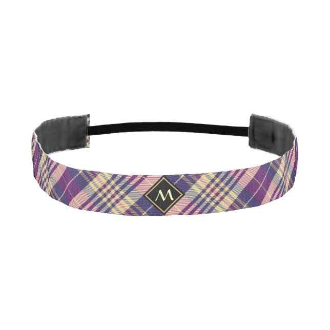 Purple, Gold and Blue Tartan Athletic Headband (Front)