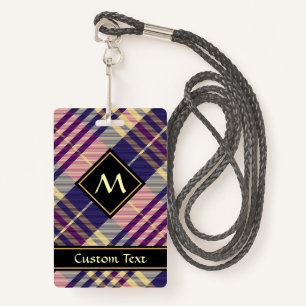 Purple, Gold and Blue Tartan Badge