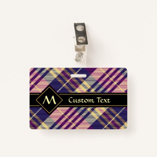 Purple, Gold and Blue Tartan Badge