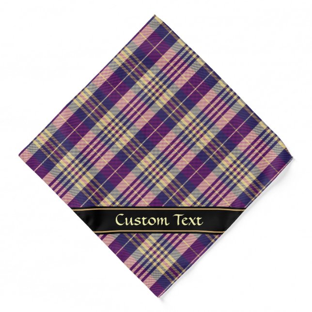 Purple, Gold and Blue Tartan Bandana (Front)