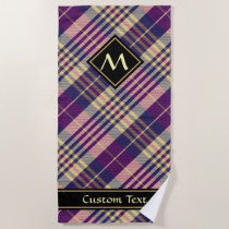 Purple, Gold and Blue Tartan Beach Towel