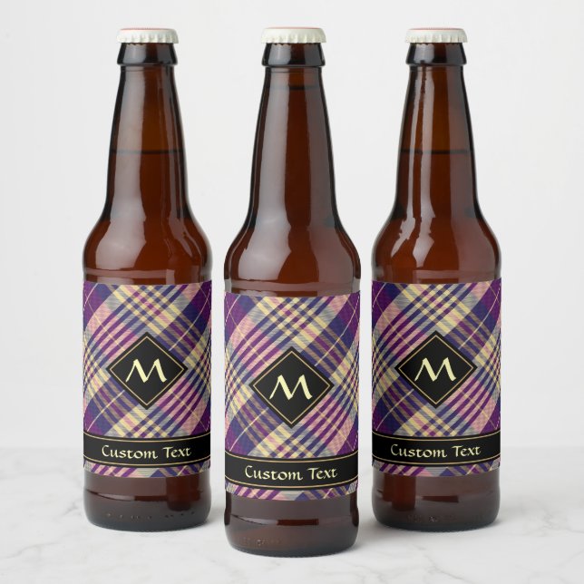 Purple, Gold and Blue Tartan Beer Bottle Label (Bottles)