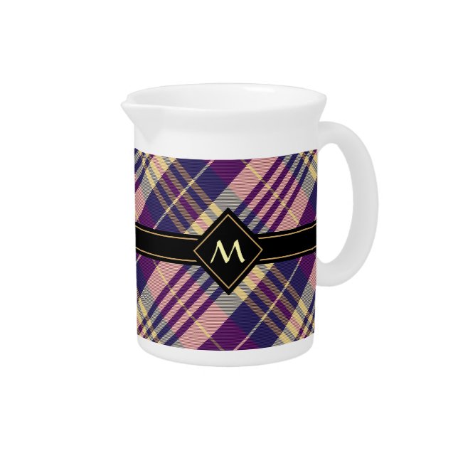 Purple, Gold and Blue Tartan Beverage Pitcher (Right)