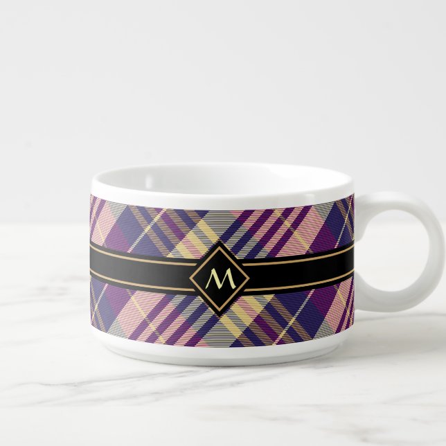 Purple, Gold and Blue Tartan Bowl (Left)
