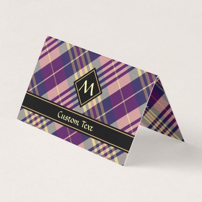 Purple, Gold and Blue Tartan Business Card (Front)