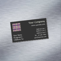 Purple, Gold and Blue Tartan Business Card Magnet