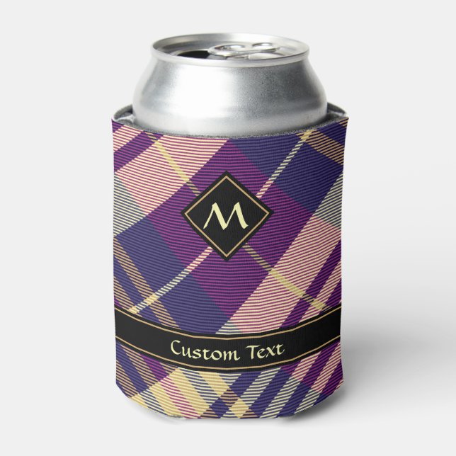 Purple, Gold and Blue Tartan Can Cooler (Can Front)