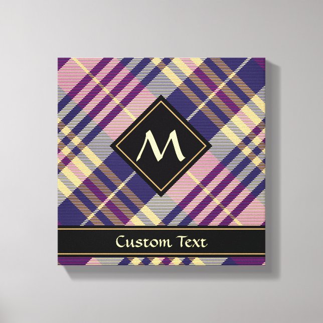 Purple, Gold and Blue Tartan Canvas Print (Front)