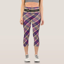 Purple, Gold and Blue Tartan Capri Leggings