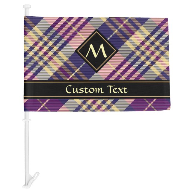 Purple, Gold and Blue Tartan Car Flag (Front)