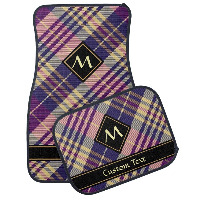 Purple, Gold and Blue Tartan Car Floor Mat (Set)